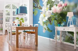 Wallpaper for kitchen flowers photo