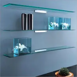 Glass shelves in the kitchen photo