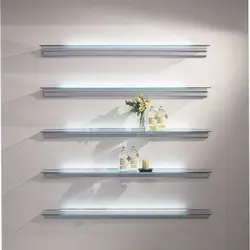 Glass shelves in the kitchen photo
