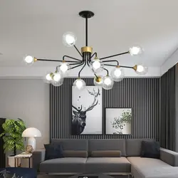 White chandeliers in the living room photo