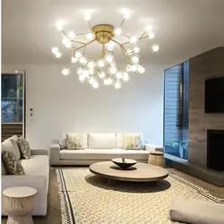 White chandeliers in the living room photo