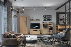 Qonaq otağının divarı loft fotoşəkili