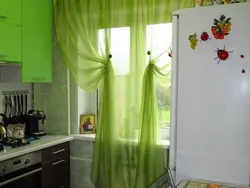 Curtains for light green kitchen photo