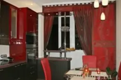 Шторы на кухню бордовые фото