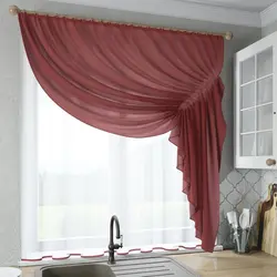 Mətbəx üçün pərdələr tünd qırmızı fotoşəkil