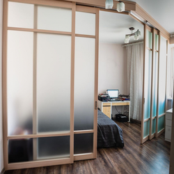 Glass door to bedroom photo