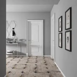 Gray porcelain tiles in the hallway photo