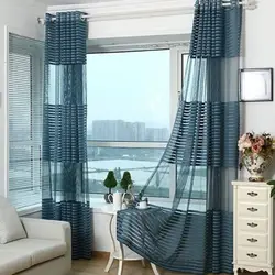 Striped curtains for the kitchen photo