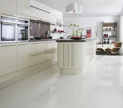 Glossy porcelain tiles in the kitchen photo