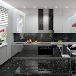 Glossy porcelain tiles in the kitchen photo