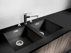 Qranit lavabo fotoşəkili olan mətbəxlər