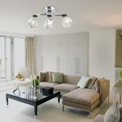 Chandelier in a small living room photo