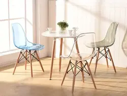 Oshxonadagi fotosuratda plastik stullar