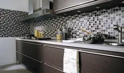 Gray mosaic tiles in the kitchen photo