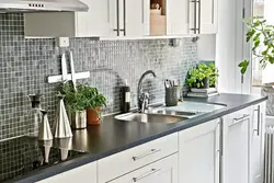 Gray mosaic tiles in the kitchen photo