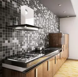 Gray mosaic tiles in the kitchen photo