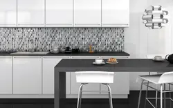 Gray mosaic tiles in the kitchen photo