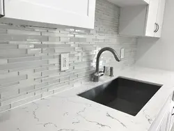 Gray Mosaic Tiles In The Kitchen Photo
