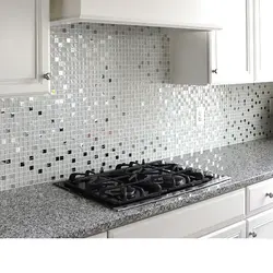 Gray mosaic tiles in the kitchen photo