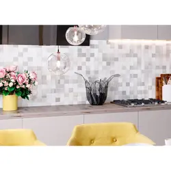 Gray mosaic tiles in the kitchen photo