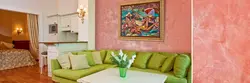 Silk plaster in the kitchen photo