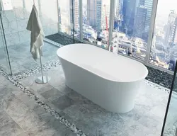 Photo bathtub made of cast marble