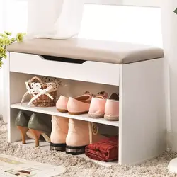 Photo ottoman shoe rack for hallway