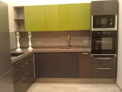 Brown kitchen gray countertop photo