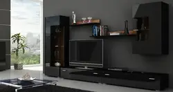 Стенка в гостиную темная фото