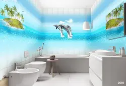 Bathroom panels dolphins photo