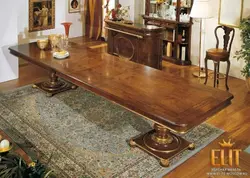 Wooden table in the living room photo