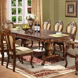 Wooden table in the living room photo