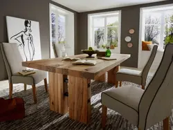 Wooden table in the living room photo