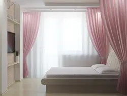 Жатын бөлмесінің фотосуретіндегі ұнтақ перделер