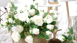 White roses in the bathroom photo