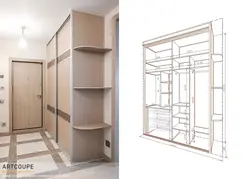 Sliding wardrobe diagonally in the hallway photo