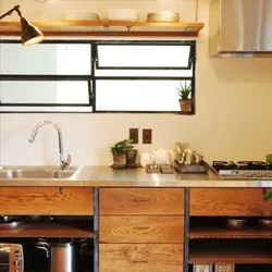 Kitchens made of metal and wood photo