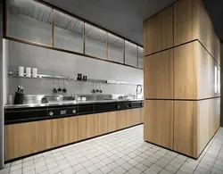 Kitchens made of metal and wood photo