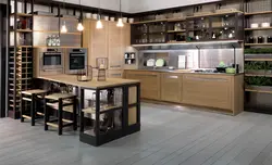 Кухни из металла и дерева фото