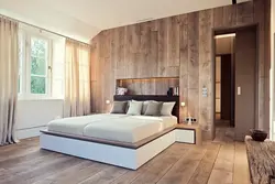 Parquet on the wall in the bedroom photo