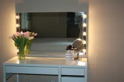 Mirror With Light In The Bedroom Photo