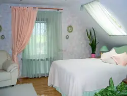 Curtains for the bedroom in the attic photo