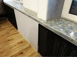 Window sill made of tiles in the kitchen photo