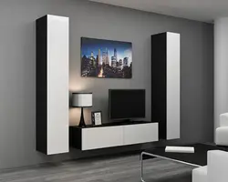 Living room wall black and white photo