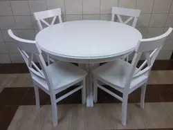 Круглый белый стол на кухню фото