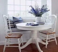 Round white table for the kitchen photo