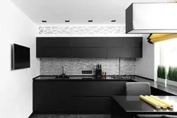 Gray kitchen with black apron photo