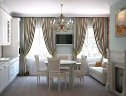 Niche for curtains in the kitchen photo