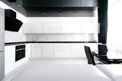 White kitchen with black apron photo