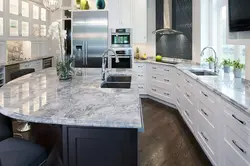 White marble kitchen countertop photo